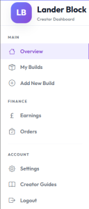 Landerblock account navigation