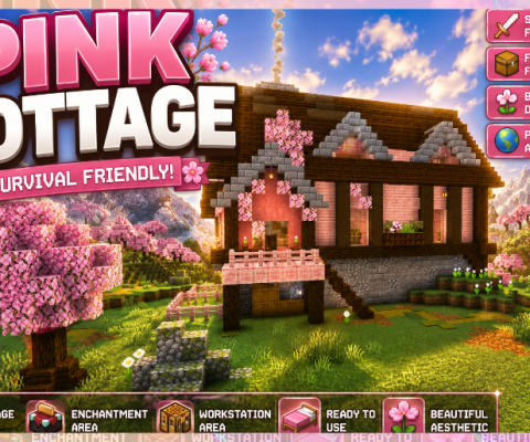 Pink cottage house